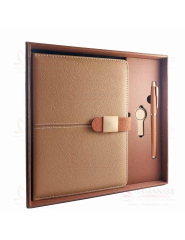 Coffret 3 pièces premium personnalisable ! Bloc Notes A5, Stylo Métal et Clé USB avec gravure laser de votre logo.