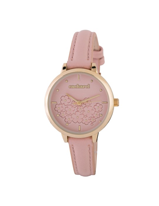 La montre Hortense se distingue par sa forme ronde féminine et son cadran orné de fleurs en relief ton sur ton FAWANISS.TN