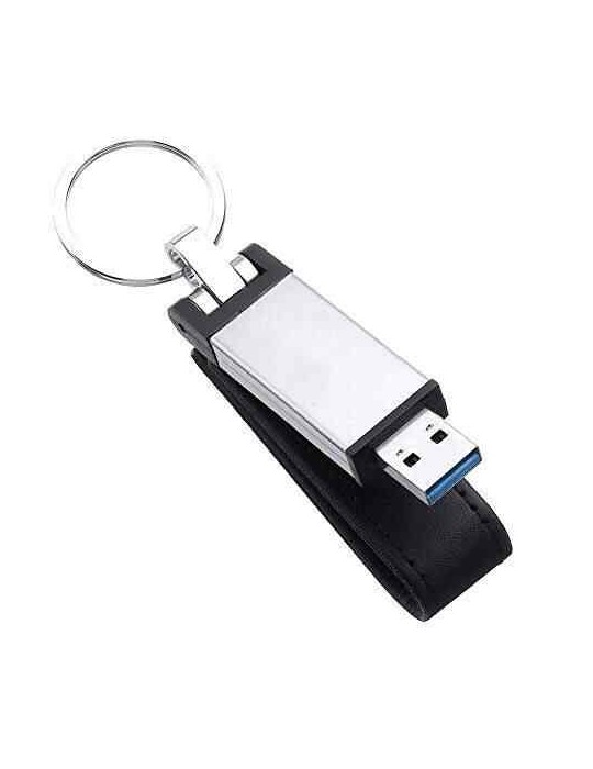 Clé USB publicitaire en métal accompagné d'un porte-clés revêtu de cuir - fawaniss.tn