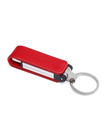 Clé USB publicitaire en métal accompagné d'un porte-clés revêtu de cuir - fawaniss.tn