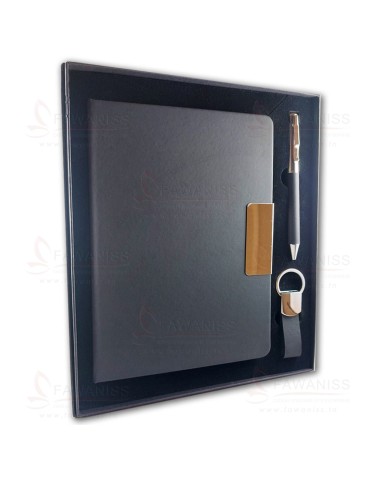 Coffret Cadeau Bloc-notes A5 Stylo et porte clés