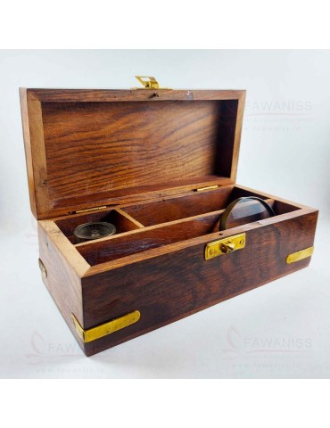 Coffret du Capitaine set 3pieces boussole loupe et télescope